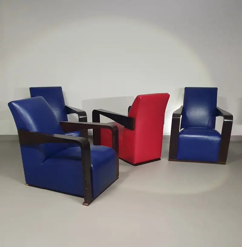 Ying Lounge Chairs By Hugues Chevalier – 1990S Limited Edition Set (3 Blue + 1 Red), Commissioned For Tommy Hilfiger 1