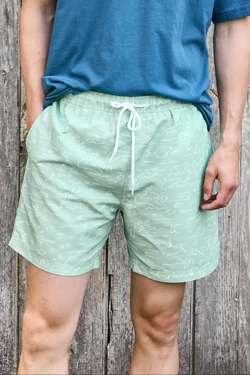 Zephyr Green Vi Map Trunk Shorts – Barbuda Edition 1